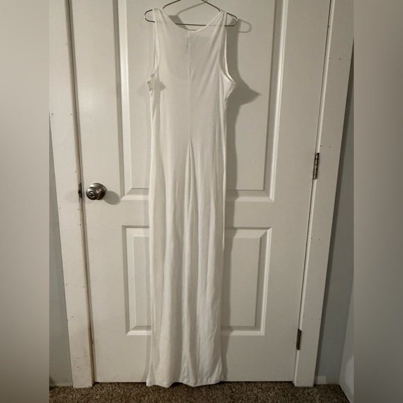 SKIMS Sheer Cotton Rib Long Dress in Snow White Size Small NWOT - Picture 5 of 7